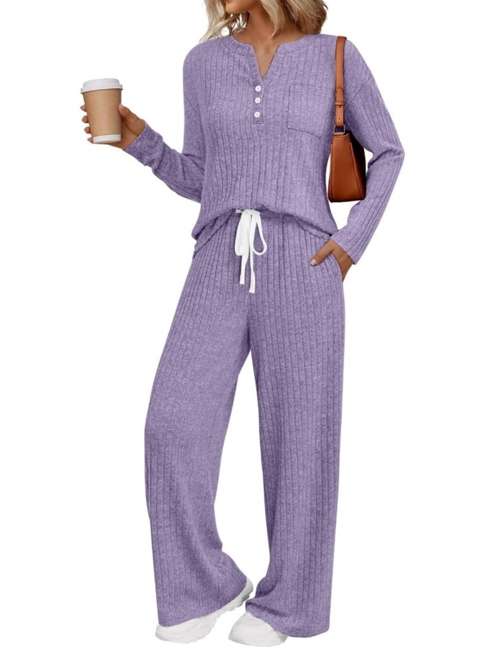 Trendy Women's 2-Piece Matching Lounge Set - Cozy Fall Outfit for Casual Wear